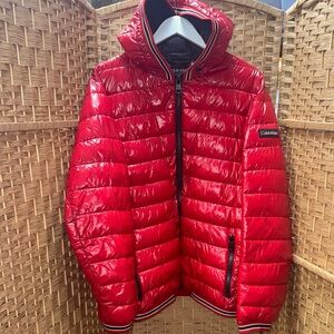 Calvin Klein Shiny Red Puffer Jacket